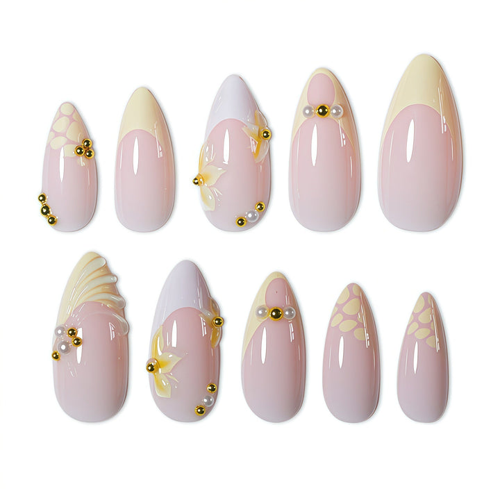Elegant Natural Floral Press-On Nail Art Stornfield