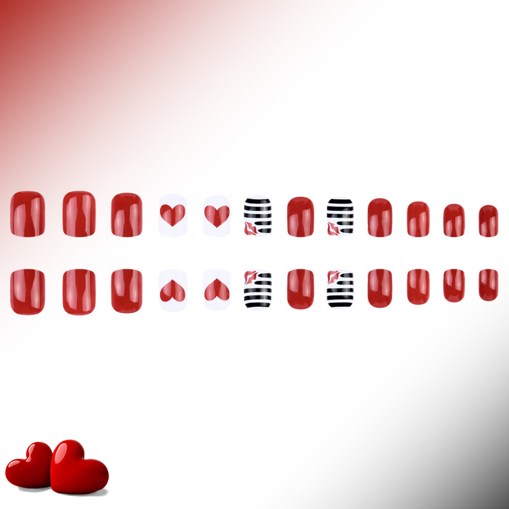 Artistic Heart-Themed Press-On Nail Art Stornfield