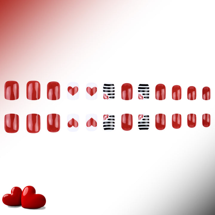 Artistic Heart-Themed Press-On Nail Art Stornfield