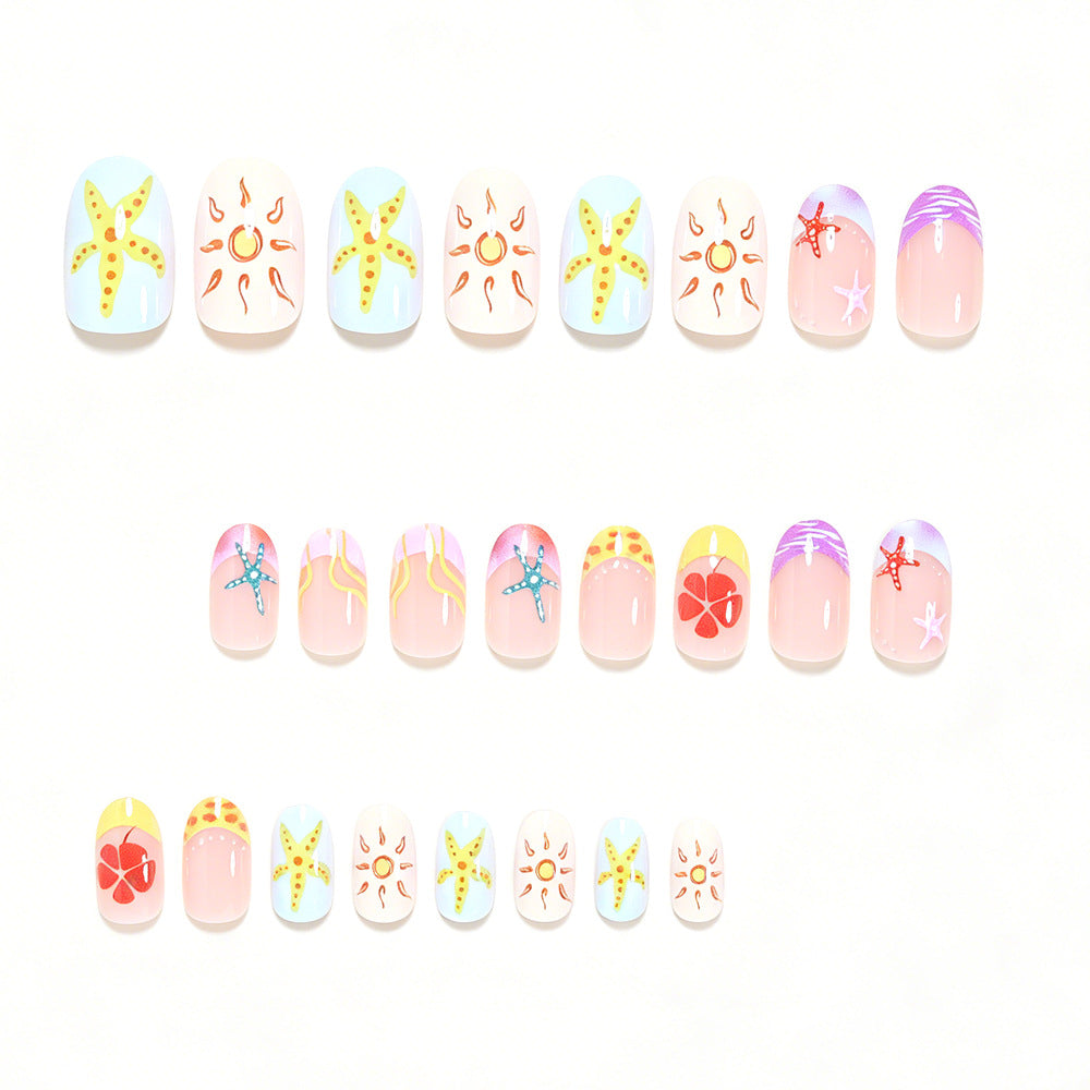 Artistic Summer-Themed Press-On Nail Art Stornfield