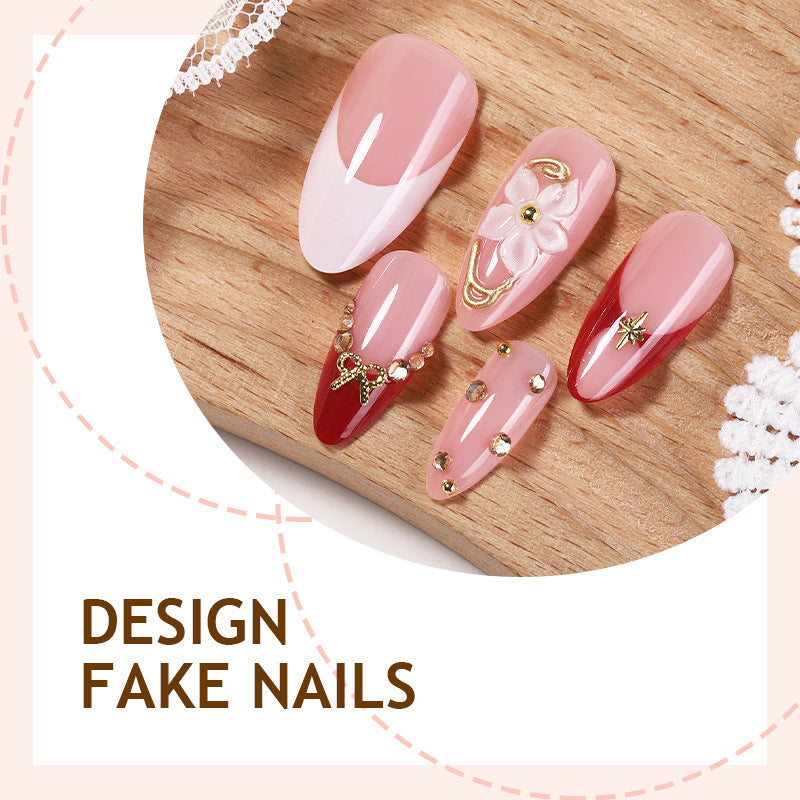 Artificial nail set with floral and glamorous accents Stornfield 1789119024