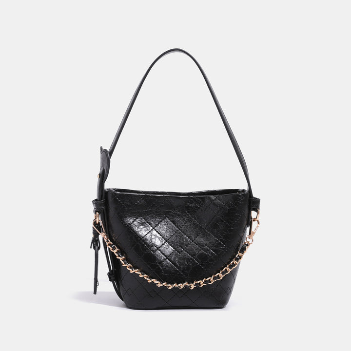 Textured Leather Bucket Handbag