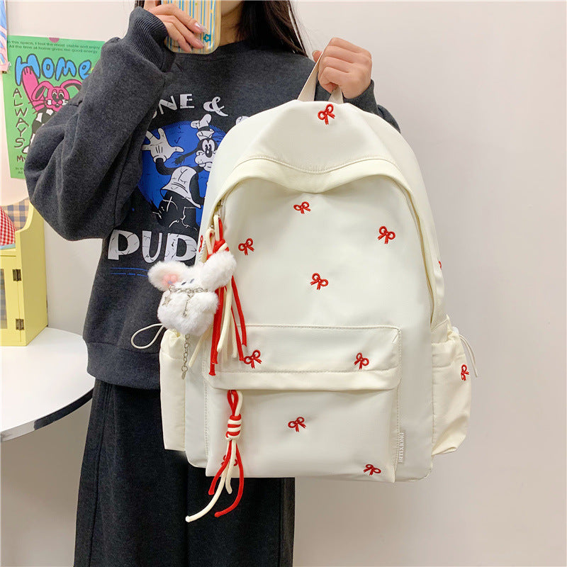 Backpack with Charming Bow Design and Practical Compartments Stornfield