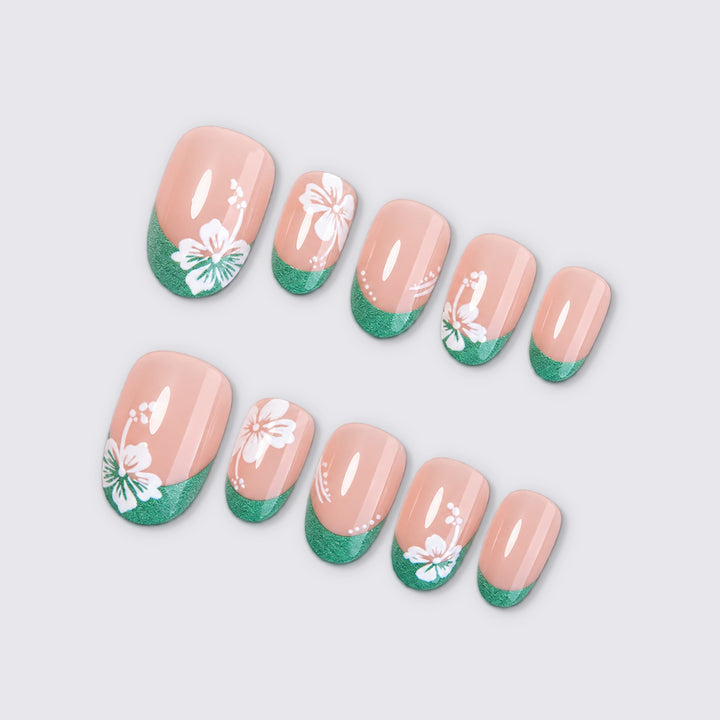 Art nail set with floral patterns and glittering accents Stornfield