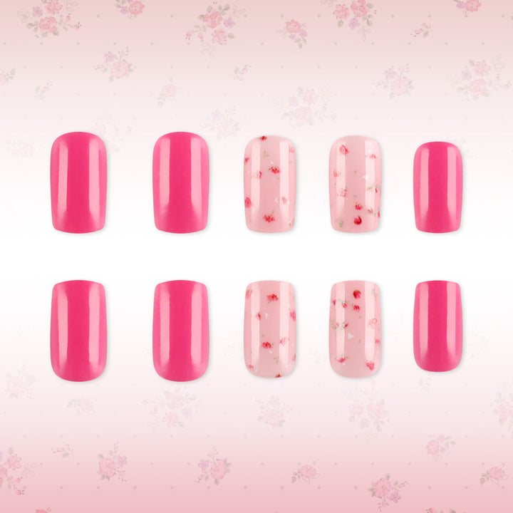 Elegant Floral Accent Press-On Nails Stornfield