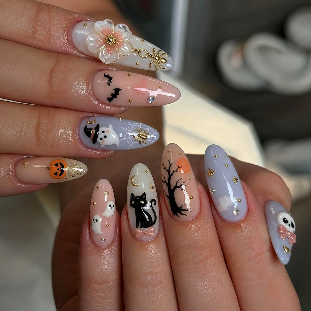 Halloween Artificial Nail Set with Creative, Spooky Designs Stornfield