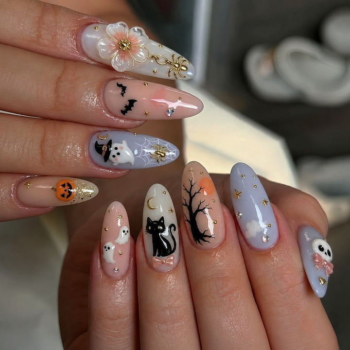 Halloween Artificial Nail Set with Creative, Spooky Designs Stornfield