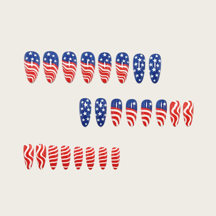 Artificial Nails in Patriotic Waves and Stars Design Stornfield