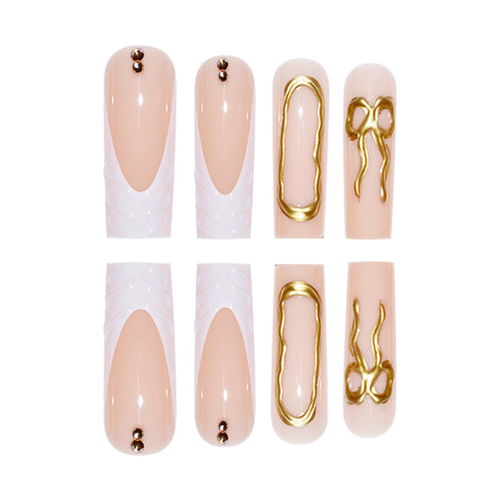 Elegant Bow-Embellished Press-On Nails Stornfield
