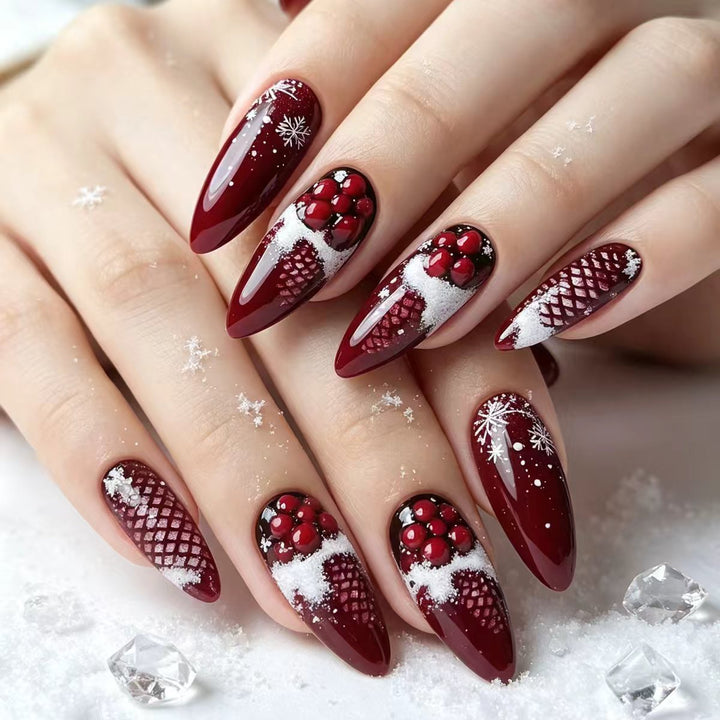 Artificial nails with festive winter design Stornfield