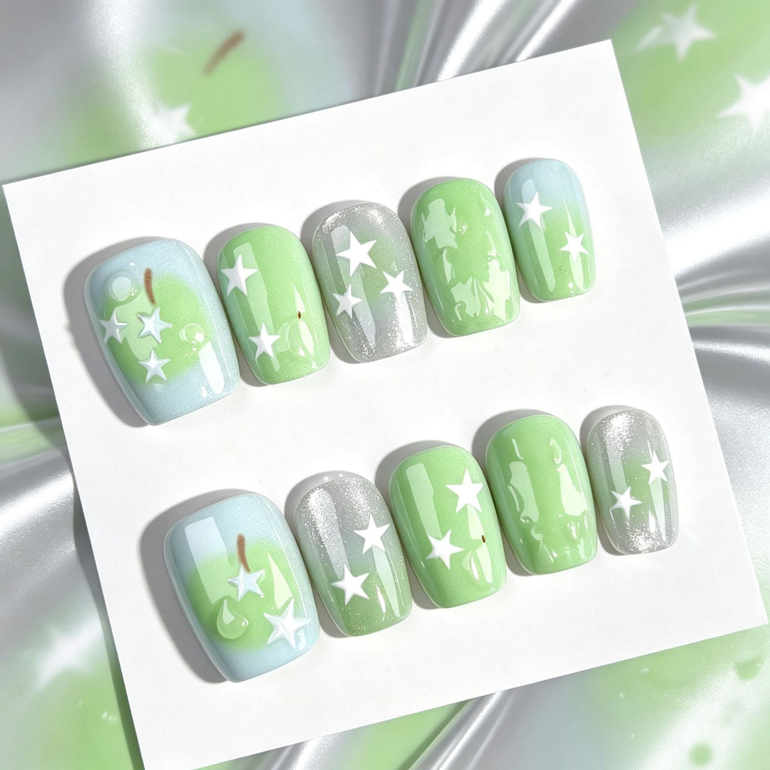 Glittering Star-Themed Press-On Nail Set