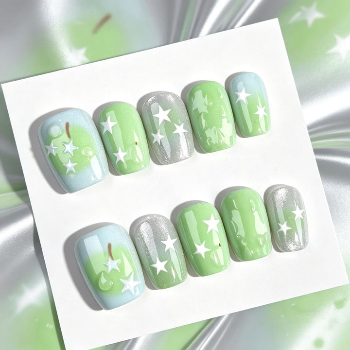 Glittering Star-Themed Press-On Nail Set