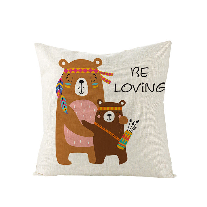 Decorative Throw Pillow Cover with Printed Giraffe Boho Nursery Design