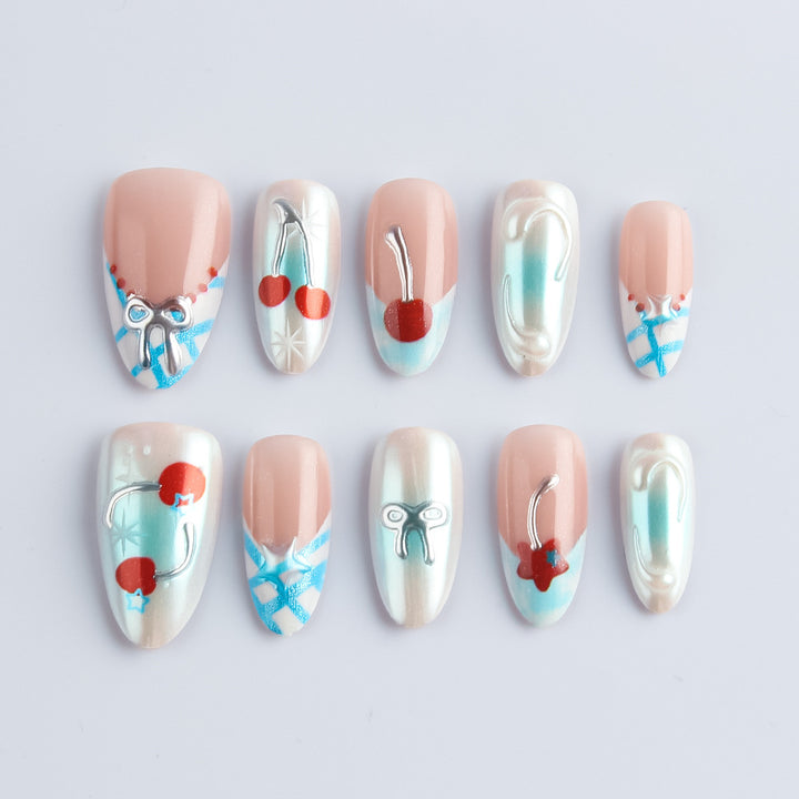 Decorative Cherry-Themed Press-On Nails Stornfield