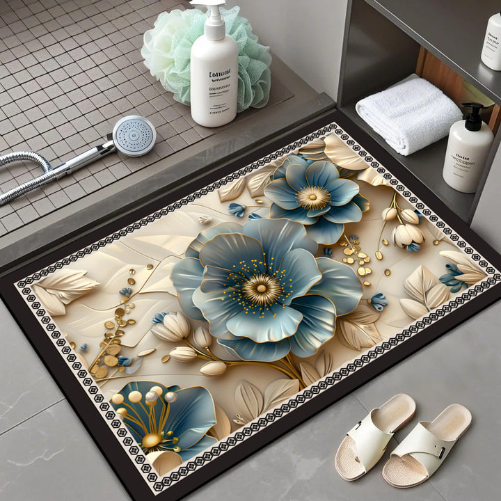 Floral Patterned Memory Foam Bath Mat Stornfield