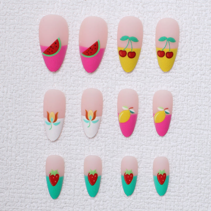 Artistic Fruit-Themed Press-On Nails Stornfield