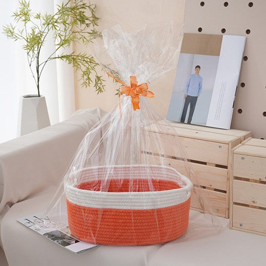 Natural storage basket with ribbons Stornfield