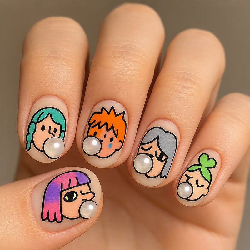 Cartoon-Themed Press-On Nail Art Set Stornfield