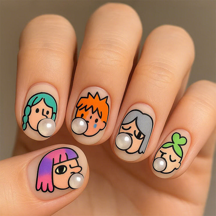 Cartoon-Themed Press-On Nail Art Set Stornfield