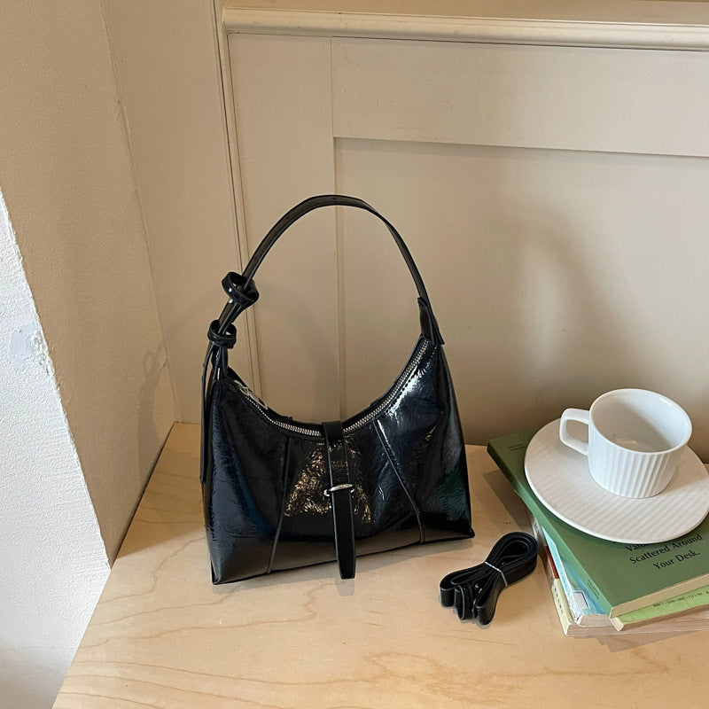 Sleek Patent Leather Hobo Bag
