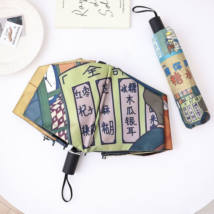 Ladies creative folding umbrella with graphic design Stornfield