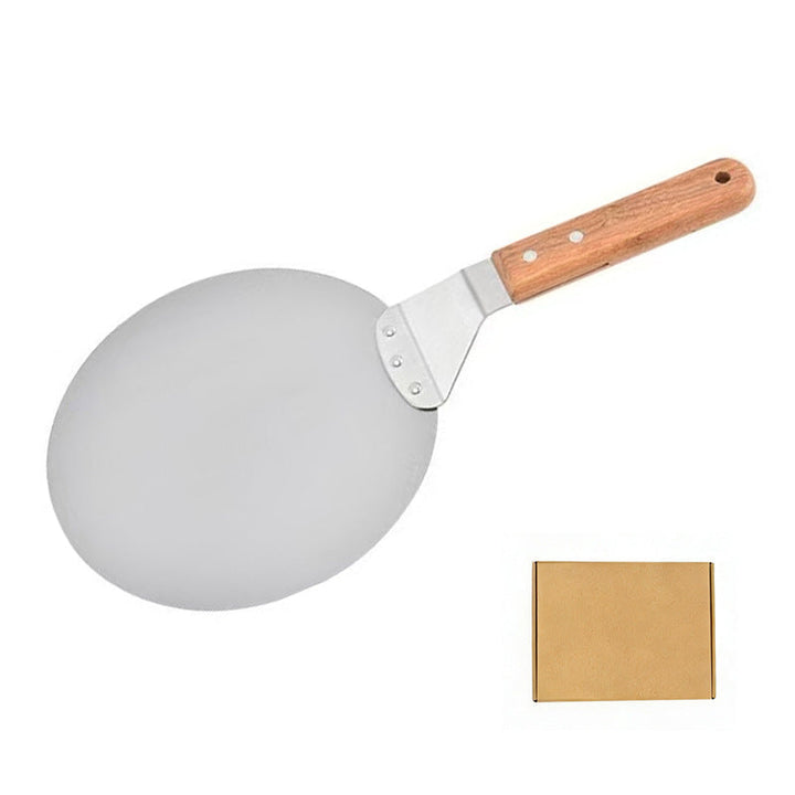 thin stainless steel round pizza peel with wooden handle Stornfield