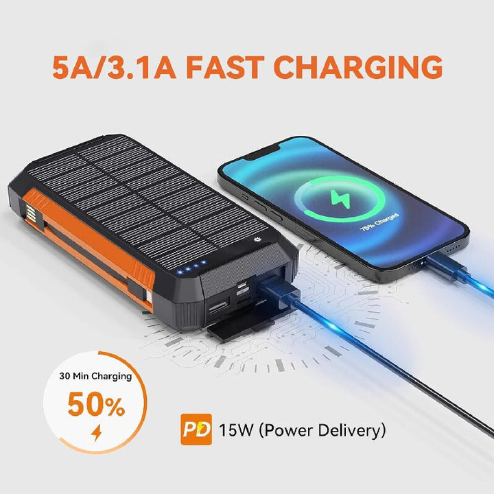 Robust Solar Power Bank with Multifunctional Charging Port Stornfield
