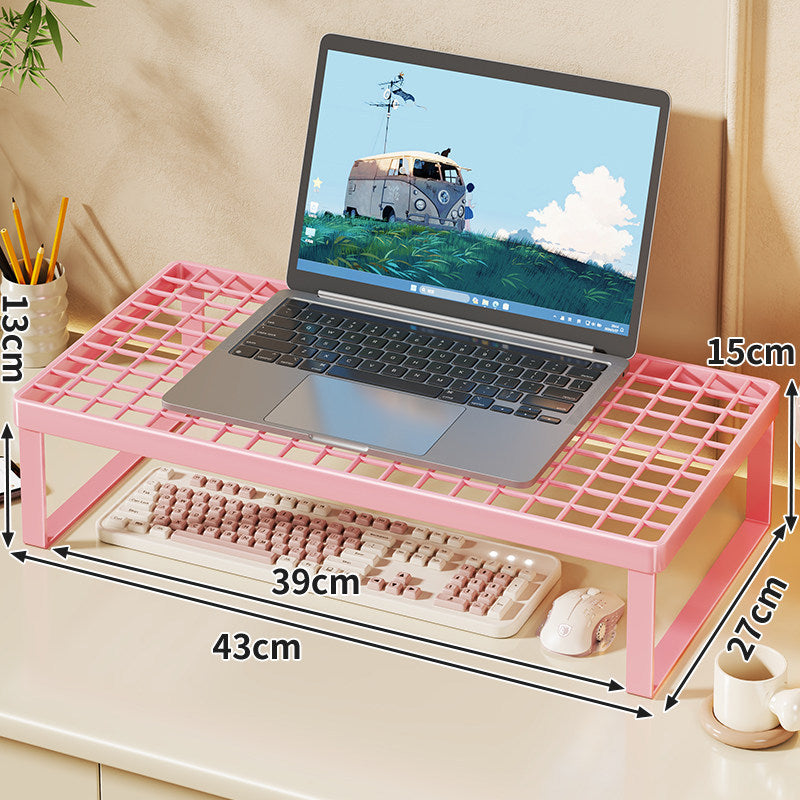Elevated Mesh Laptop Stand Riser with Under-Keyboard Storage
