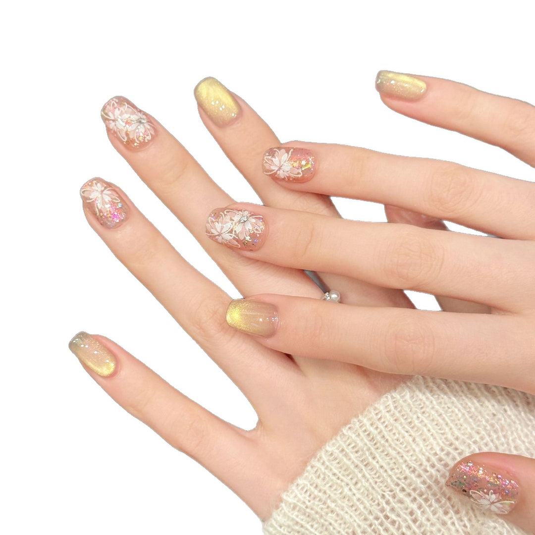 Delicate Floral Accented Press-On Nail Art Set