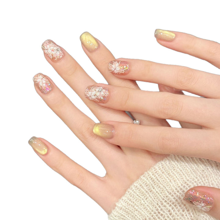 Delicate Floral Accented Press-On Nail Art Set