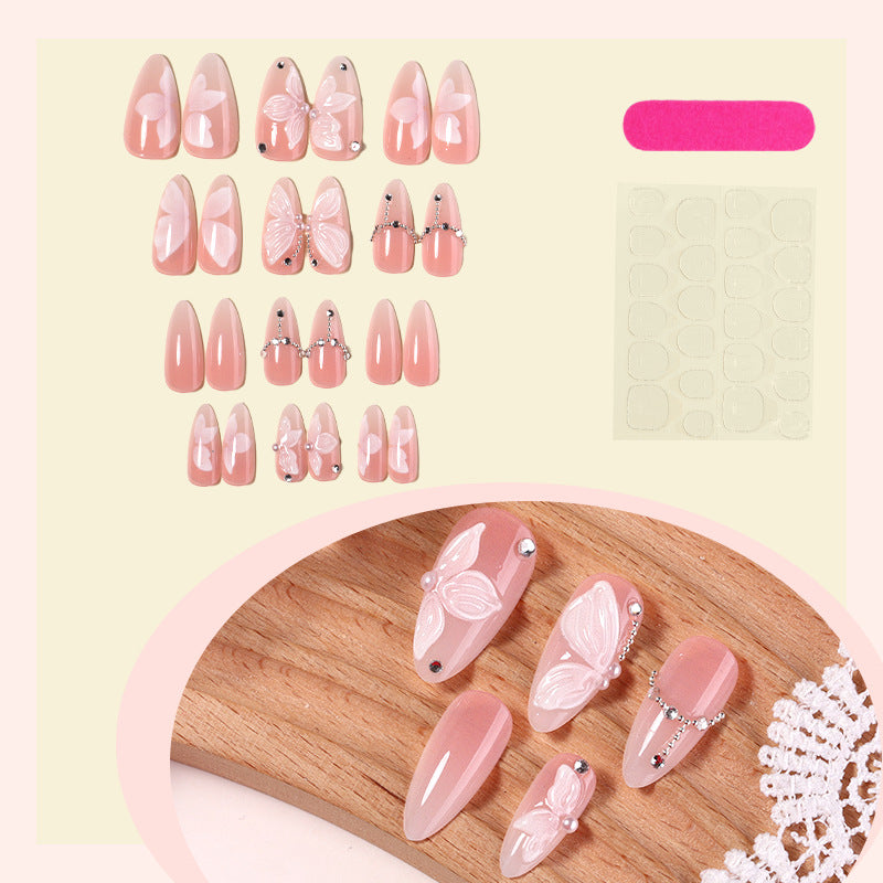 Decorative Press-On Nail Art Set with Butterfly Accents Stornfield