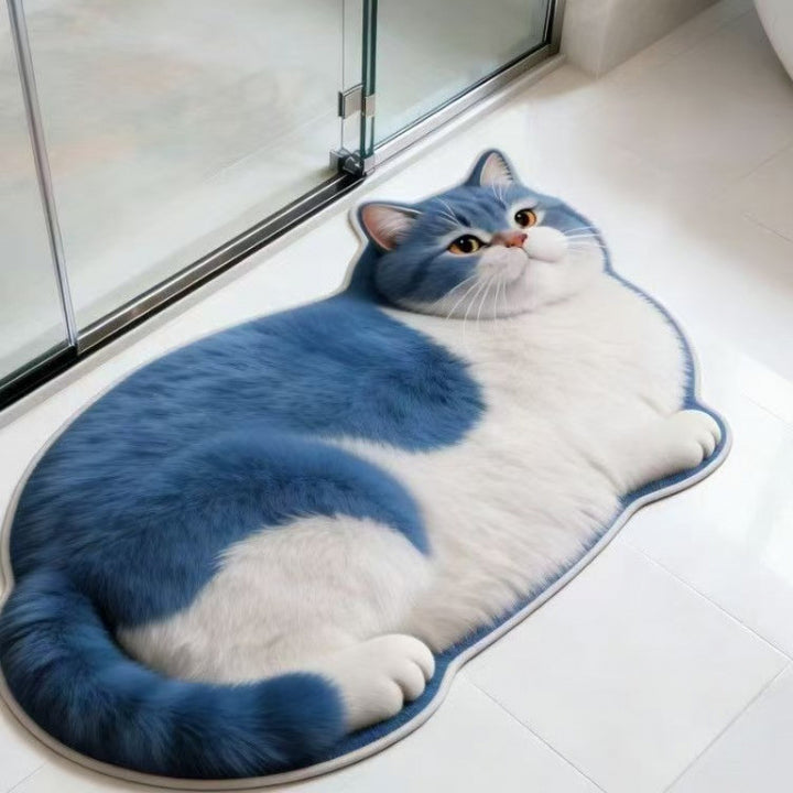 Cat-Shaped Plush Bath Mat