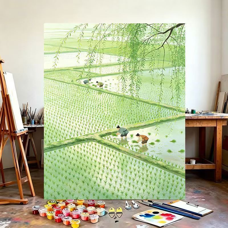 Rice Field Landscape Canvas Art Stornfield
