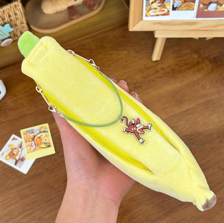 Banana-Shaped Plush Pencil Case