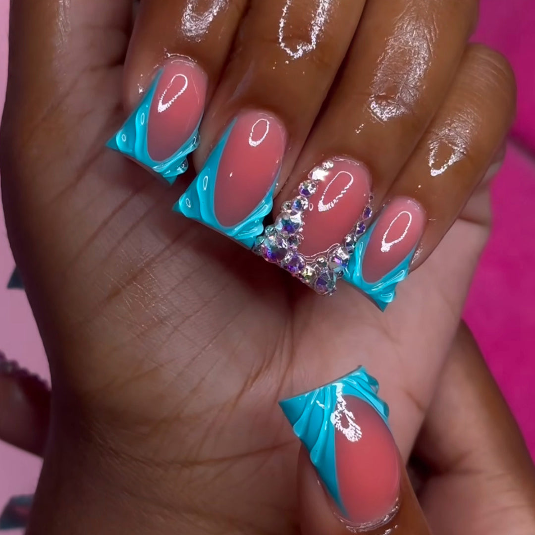 Decorative Press-On Nail Art Extensions with Rhinestone Accents Stornfield