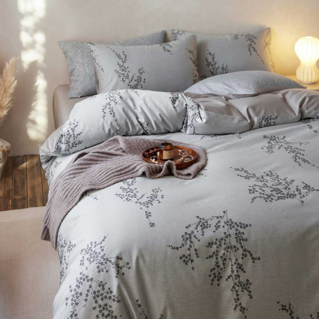 Floral Linen-Blend Duvet Cover Set with Pillow Shams