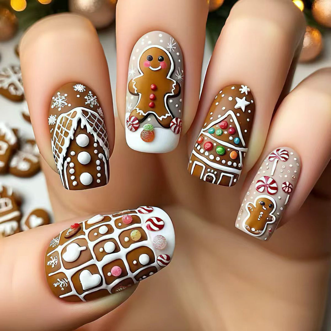 Artificial nails in gingerbread house design Stornfield