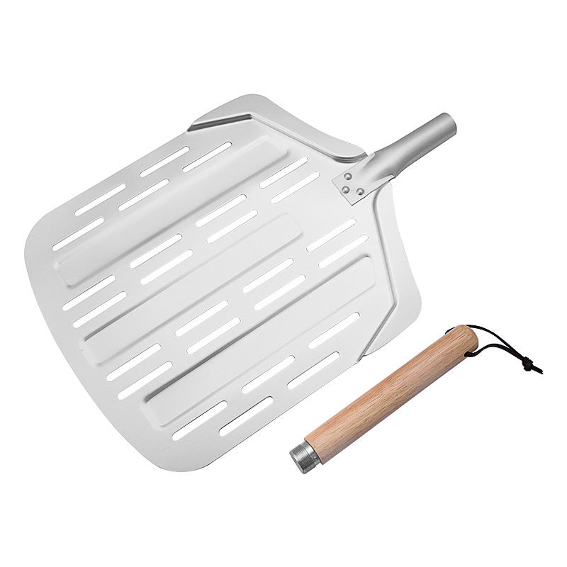perforated aluminum pizza peel with detachable hardwood handle Stornfield
