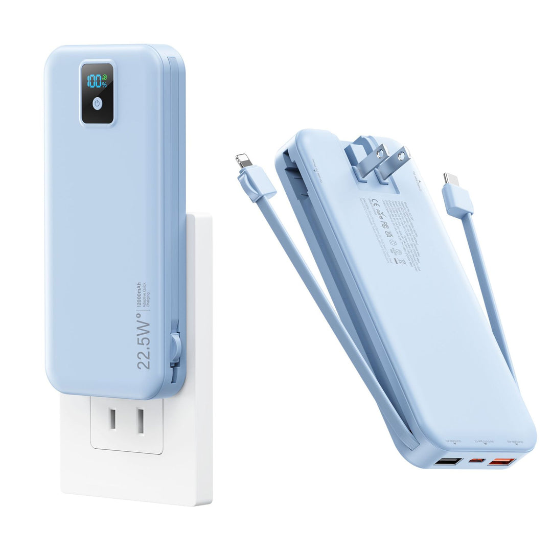 Power bank with digital LCD display and integrated charger Stornfield