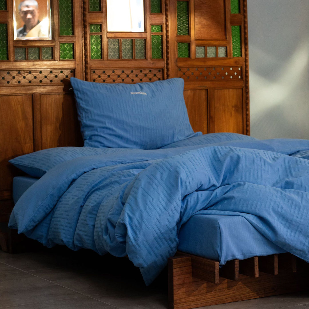 Textured Wavy-Quilted Cotton-Look Duvet Cover and Pillowcase Set
