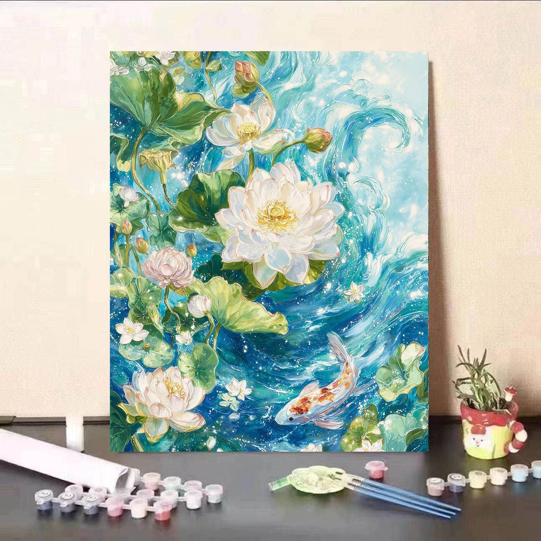 DIY Water Lily and Koi Fish Canvas Painting Kit Stornfield
