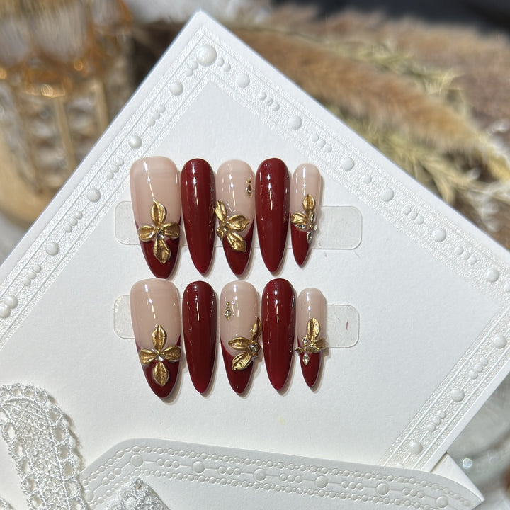 Luxury Floral Acrylic Press-On Nail Set Stornfield