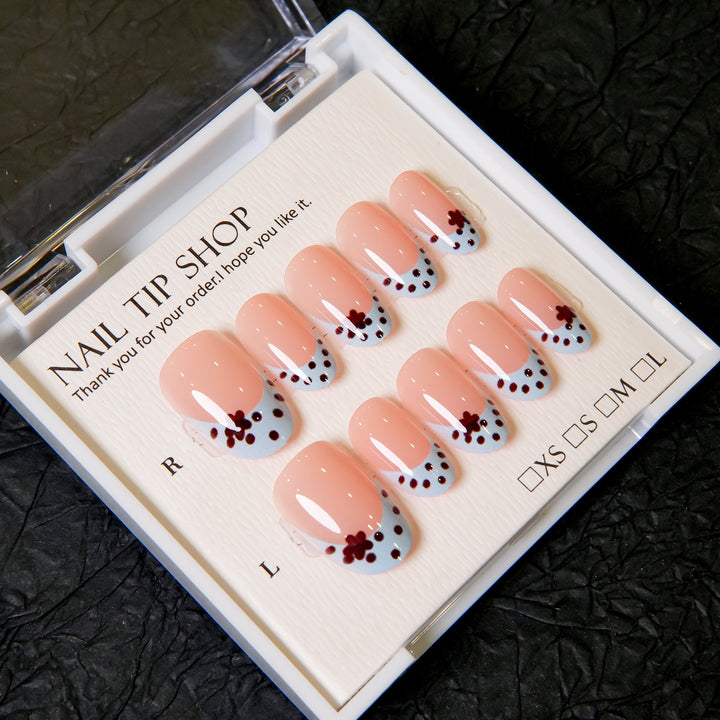 Decorative Press-On Nail Tips with Floral Designs