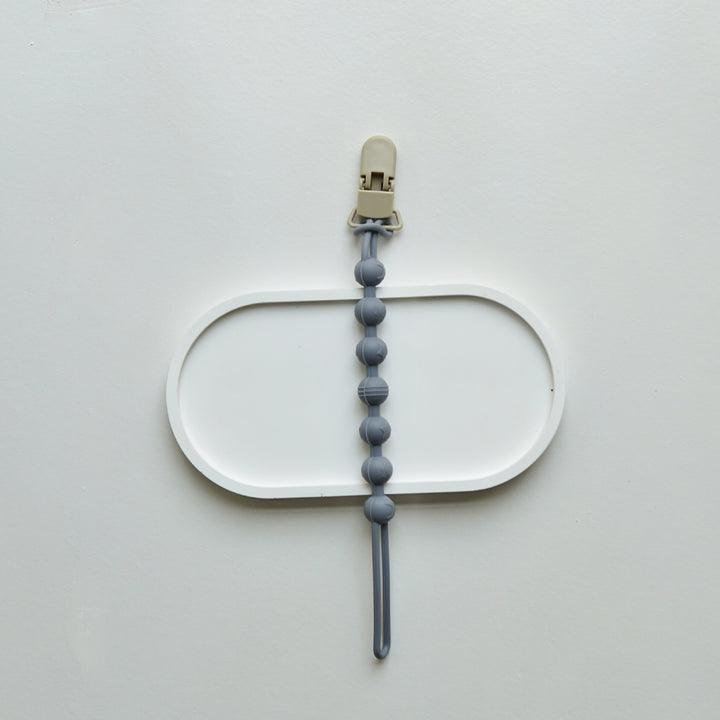Silicone Beaded Pacifier Clip with Wooden Safety Clamp