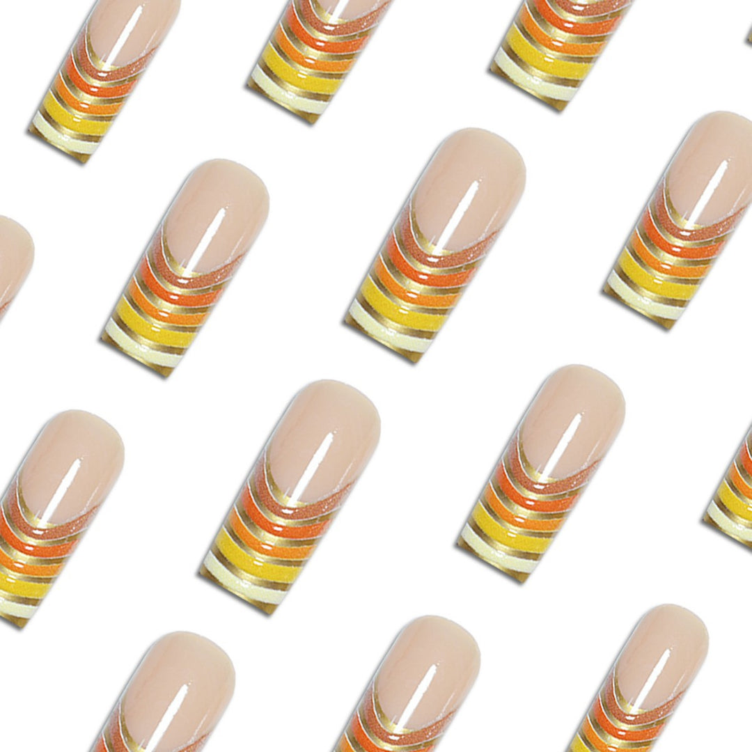 Striped French Tip Press-On Nails Stornfield