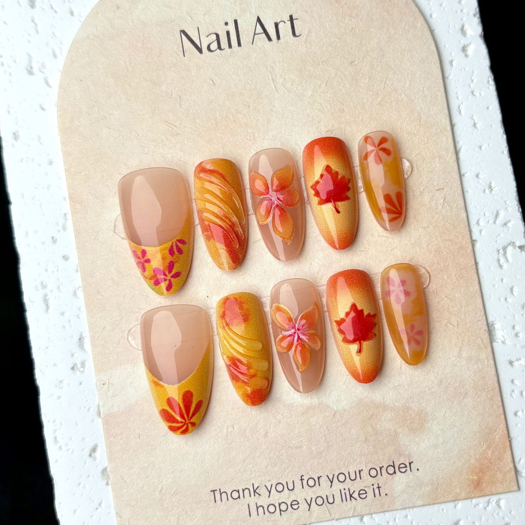 Artistic Floral Press-On Nail Set 1790746297