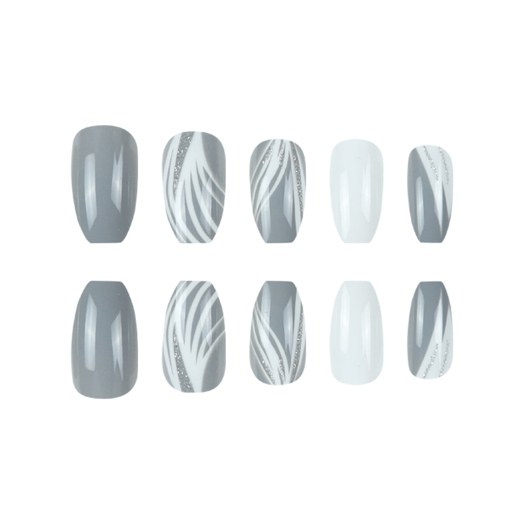 Glossy Stiletto Press-On Nail Set with Glittered Design Stornfield