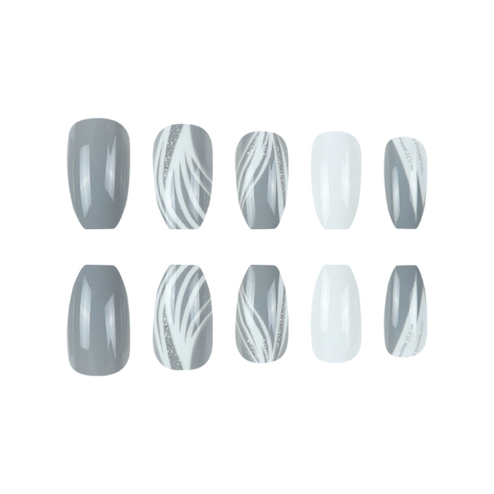 Glossy Stiletto Press-On Nail Set with Glittered Design Stornfield