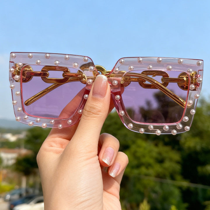 Decorative Pearl-Embellished Cat Eye Sunglasses Stornfield