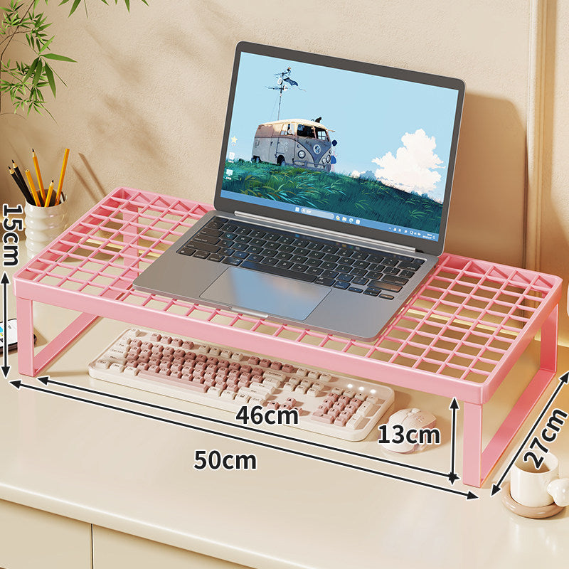 Elevated Mesh Laptop Stand Riser with Under-Keyboard Storage